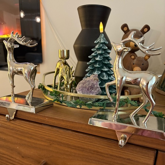 2 GlucksteinHome Metallic Deer Stocking Holder Figurines - Picture 2 of 6